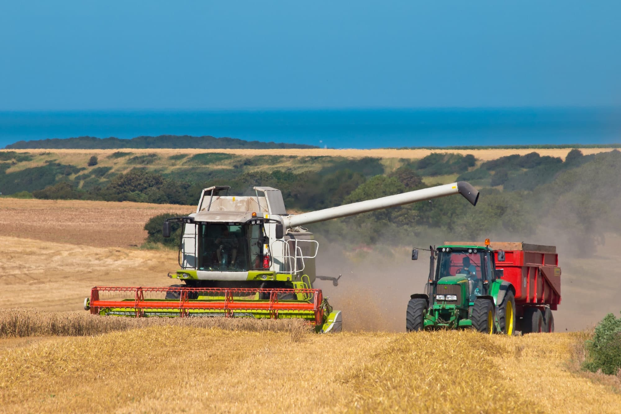 Combine and tractor