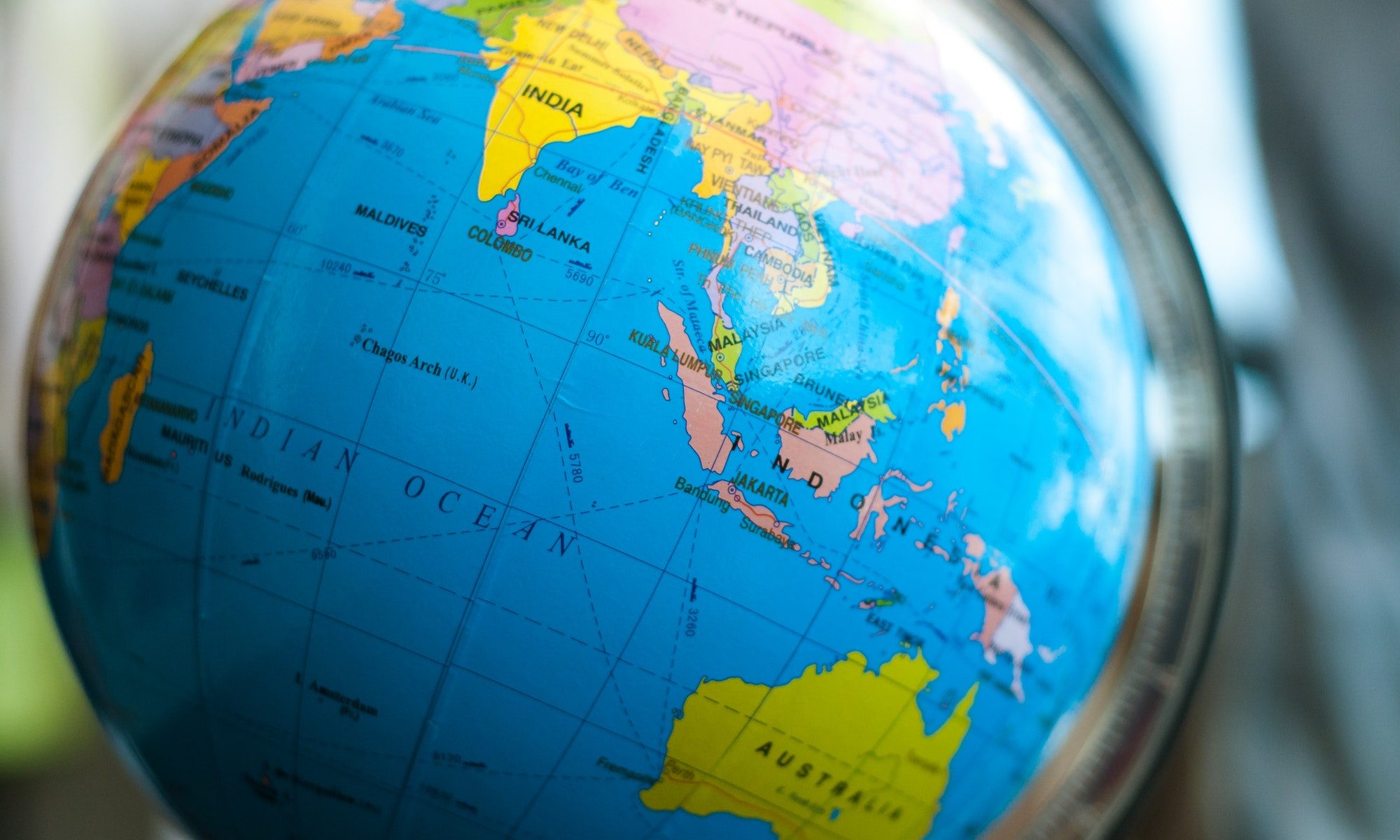 Indonesia on the globe map.